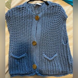 Zara Blue Knit Sweater with Buttons